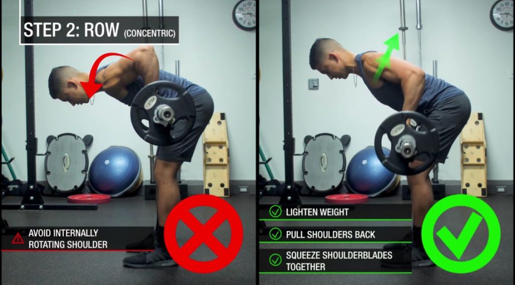 Avoid letting shoulders roll forward