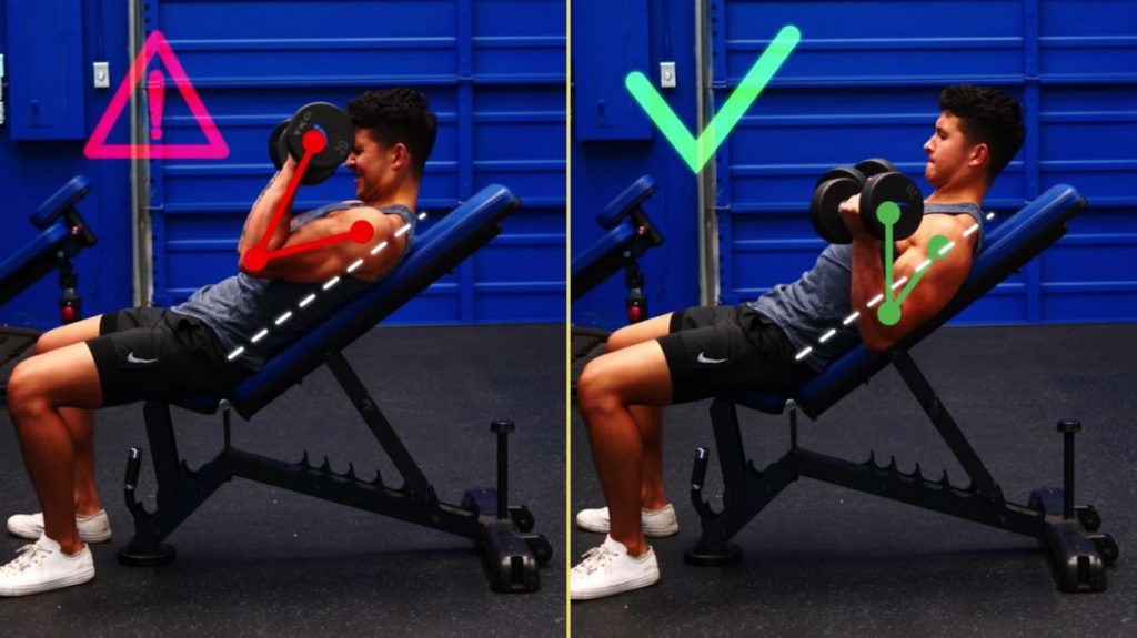 Avoid letting your elbows move closer to the body as you perform the curls