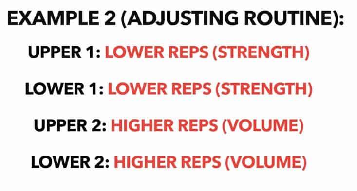 upper lower split rep ranges