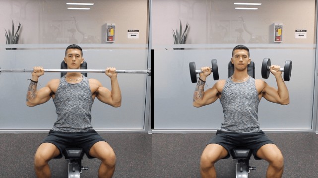 dumbbell vs barbell shoulder press