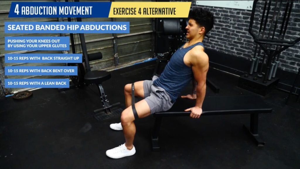 Seated banded hip abductions