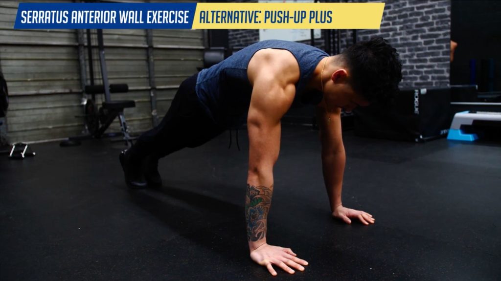 Serratus anterior wall exercise alternative push up plus